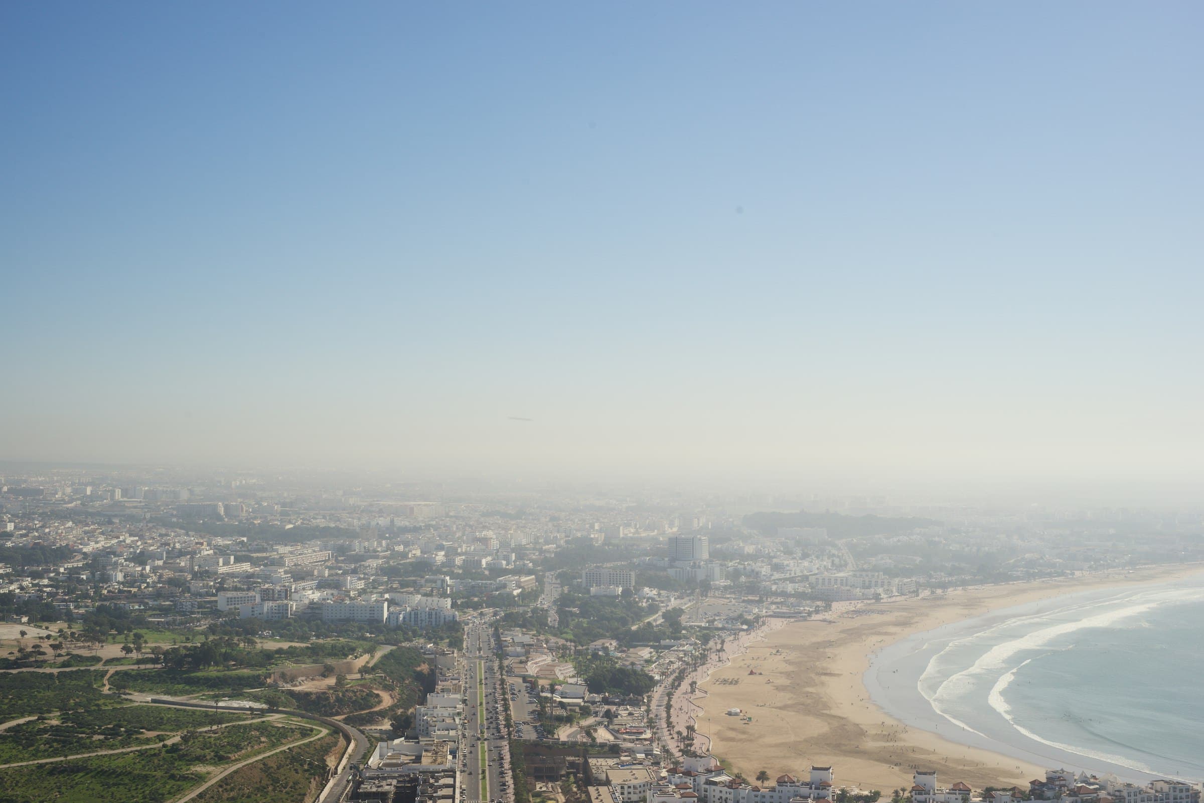 Aerial view of Agadir and its long curved beach